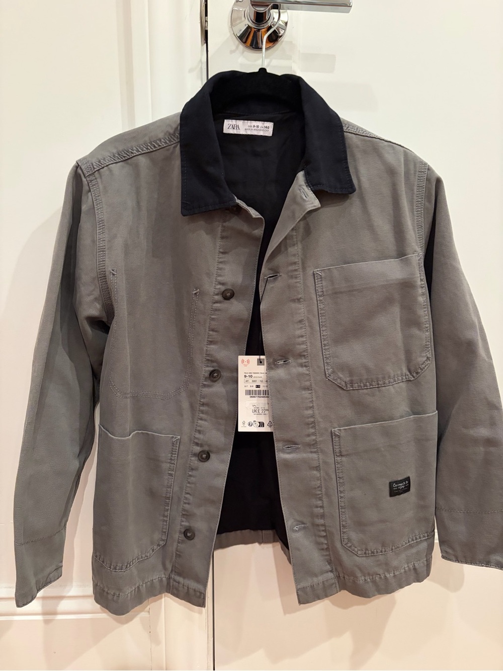 NEW BOYS Zara Gray Work Jacket with Black Collar